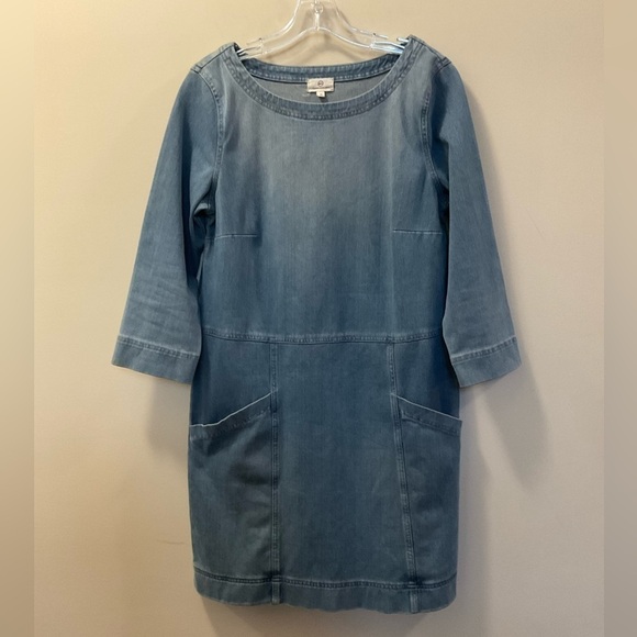 AG Adriano Goldschmied Denim Knit Cocoon Dress 3/4 Sleeves Medium Wash Size M - Picture 1 of 6